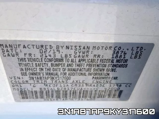 3N1AB7AP9KY317600 фото 2