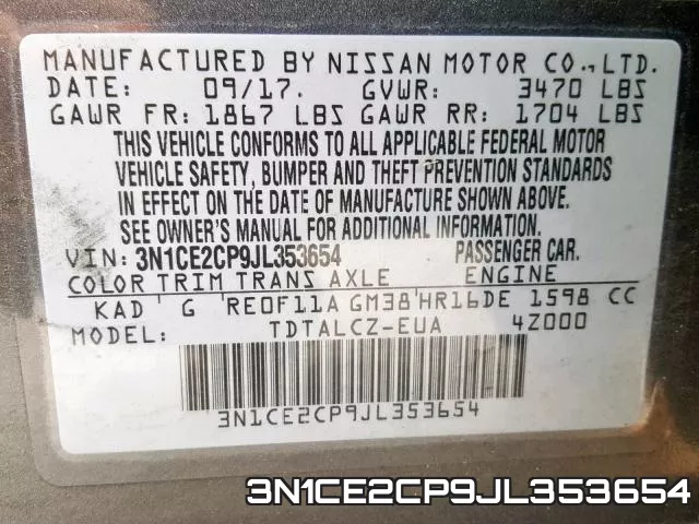 3N1CE2CP9JL353654 фото 2
