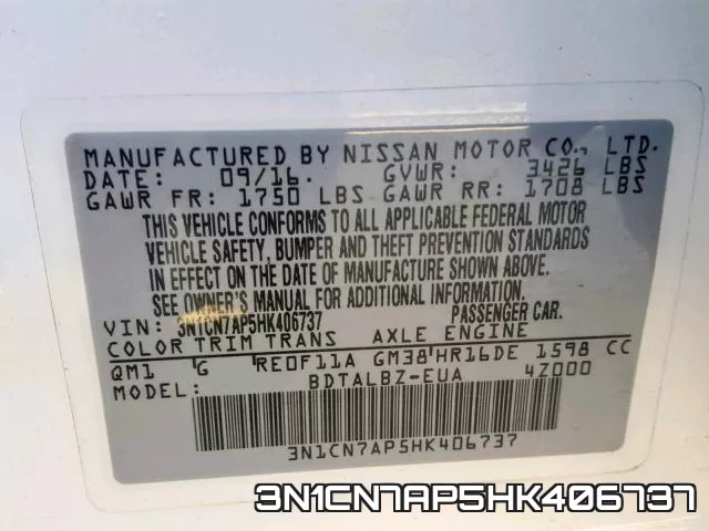 3N1CN7AP5HK406737 фото 2