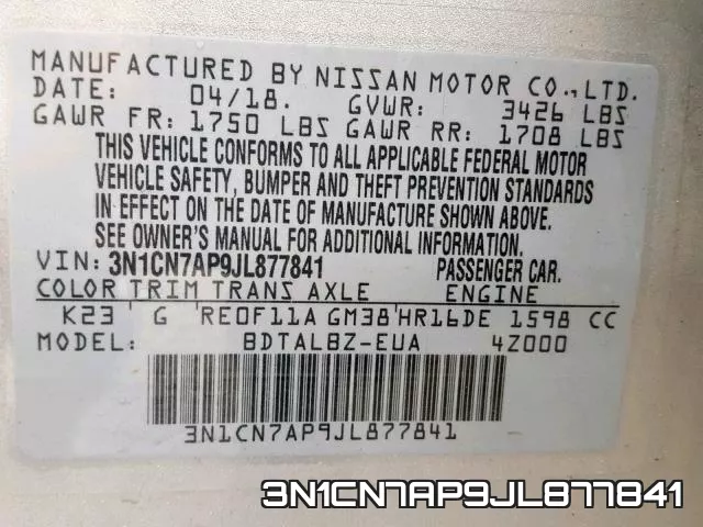 3N1CN7AP9JL877841 фото 2
