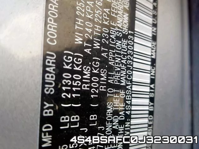 4S4BSAFC0J3230031 фото 2