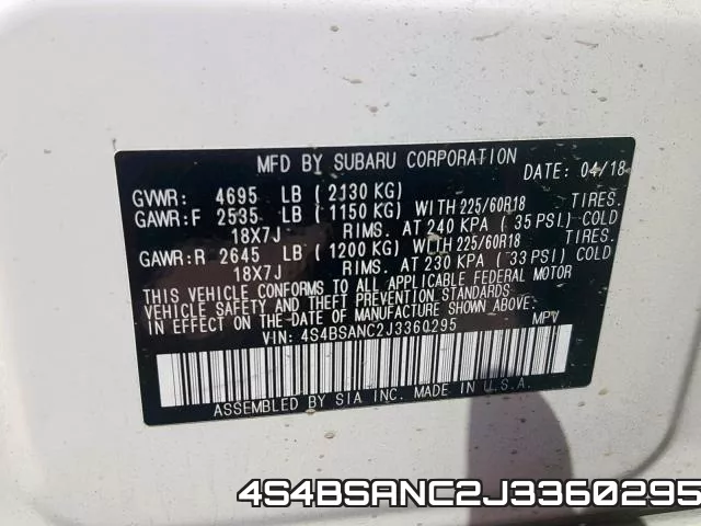 4S4BSANC2J3360295 фото 2