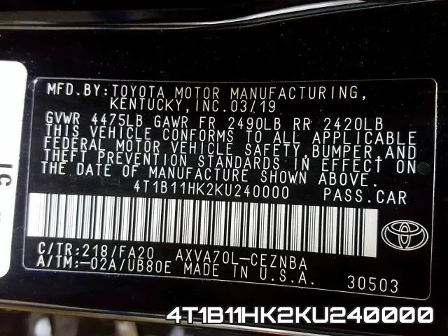 4T1B11HK2KU240000 фото 2