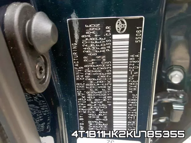 4T1B11HK2KU785355 фото 2