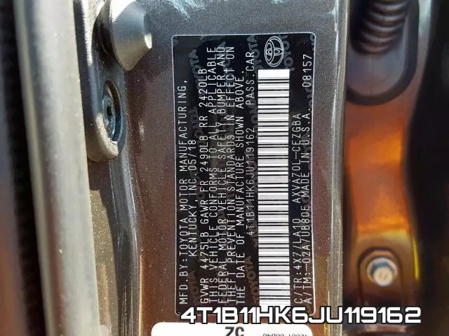 4T1B11HK6JU119162 фото 2