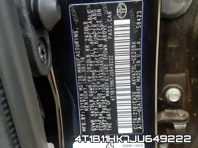 4T1B11HK7JU649222 фото 2