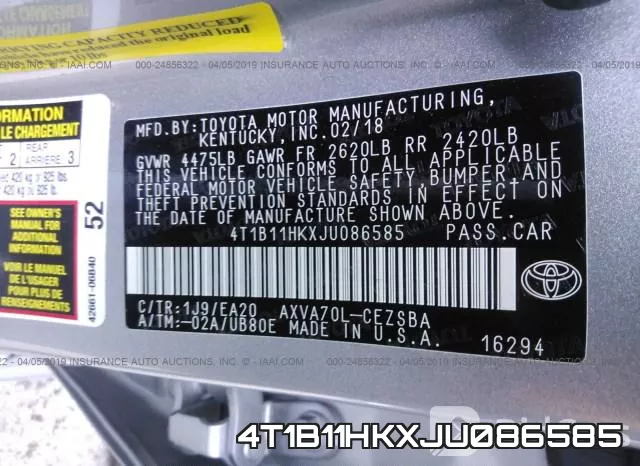 4T1B11HKXJU086585 фото 10
