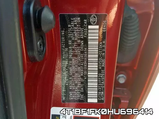 4T1BF1FK0HU696414 фото 2