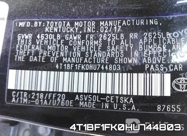 4T1BF1FK0HU744803 фото 10
