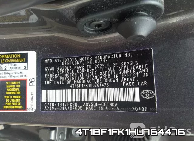 4T1BF1FK1HU764476 фото 10