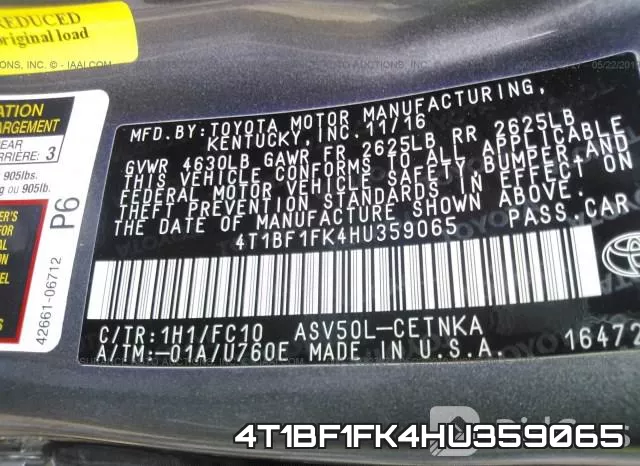 4T1BF1FK4HU359065 фото 9