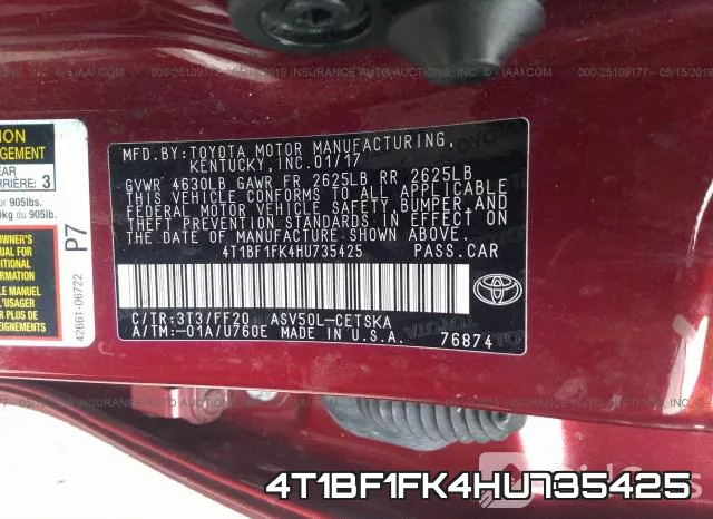 4T1BF1FK4HU735425 фото 10