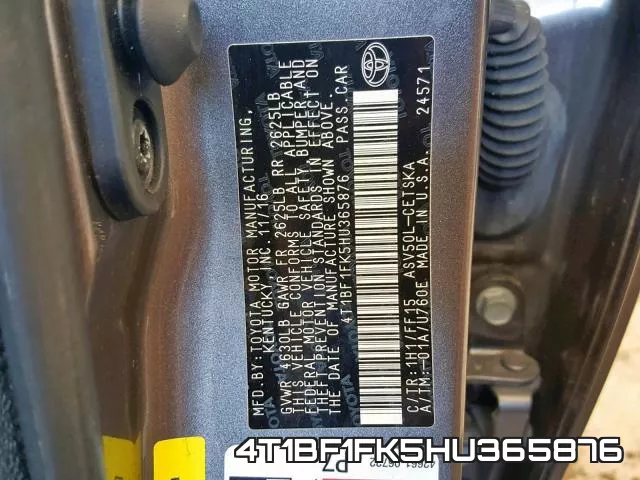 4T1BF1FK5HU365876 фото 2