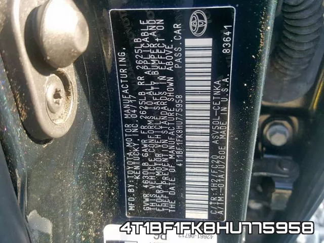 4T1BF1FK8HU775958 фото 2