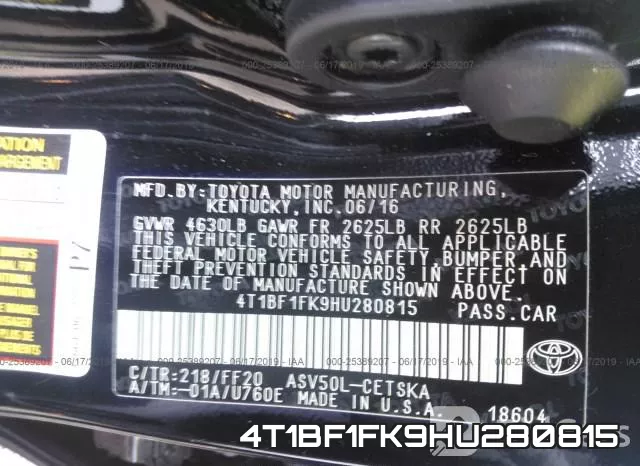 4T1BF1FK9HU280815 фото 10