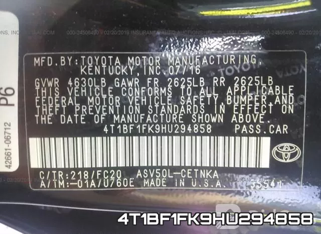 4T1BF1FK9HU294858 фото 10