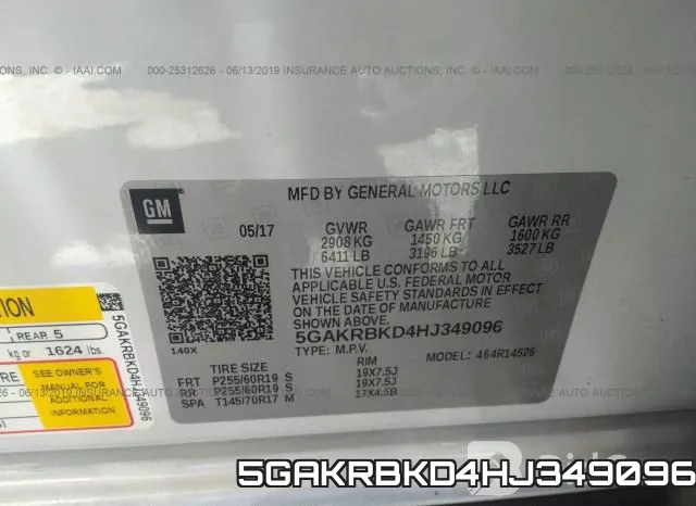 5GAKRBKD4HJ349096 фото 10