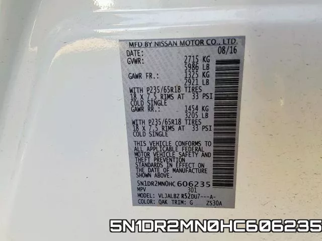 5N1DR2MN0HC606235 фото 2