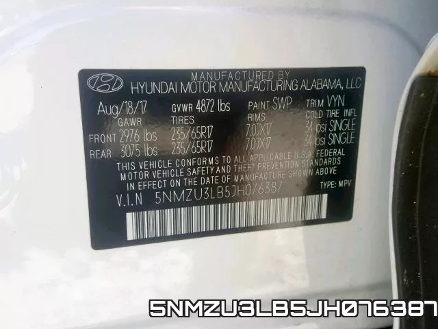 5NMZU3LB5JH076387 фото 2