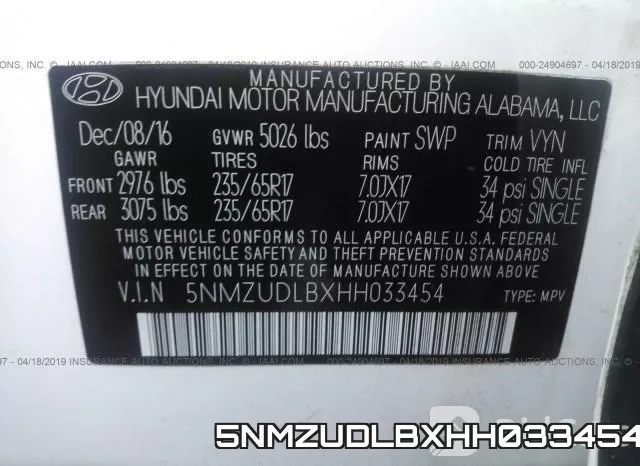5NMZUDLBXHH033454 фото 10