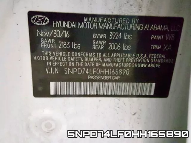 5NPD74LF0HH165890 фото 2