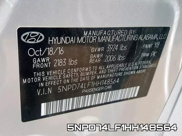 5NPD74LF1HH148564 фото 2