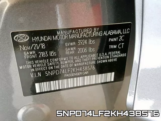 5NPD74LF2KH438576 фото 2