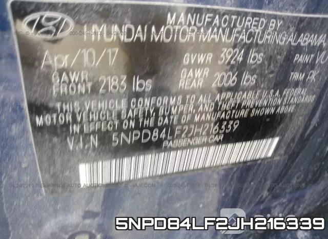 5NPD84LF2JH216339 фото 10