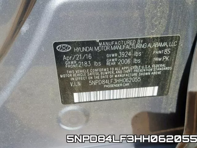 5NPD84LF3HH062055 фото 2