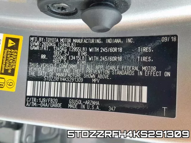 5TDZZRFH4KS291309 фото 2