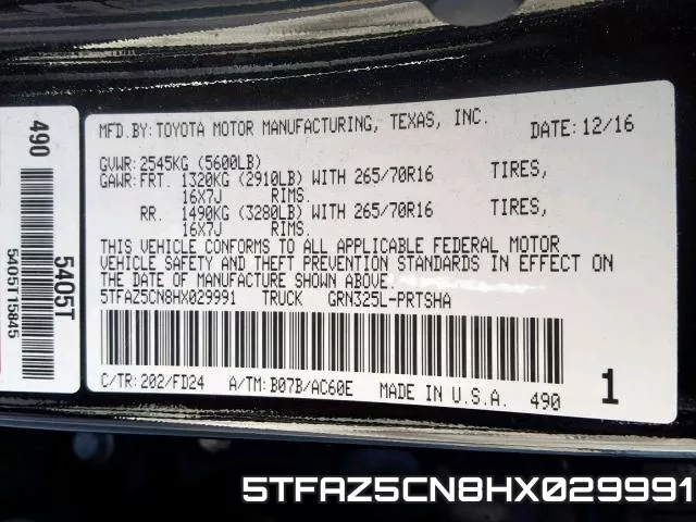 5TFAZ5CN8HX029991 фото 2