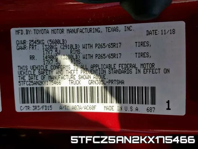 5TFCZ5AN2KX175466 фото 2