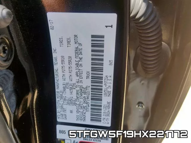 5TFGW5F19HX221772 фото 2