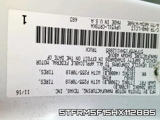 5TFRM5F15HX112885 фото 2