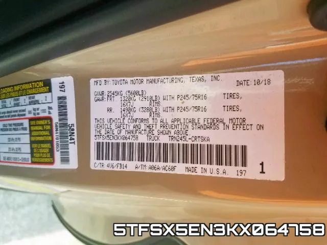 5TFSX5EN3KX064758 фото 2