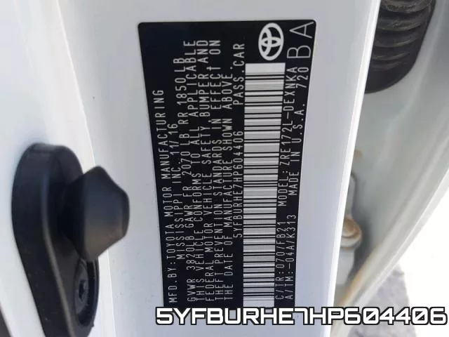 5YFBURHE7HP604406 фото 2