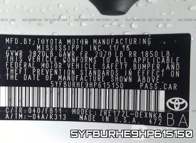 5YFBURHE9HP615150 фото 10