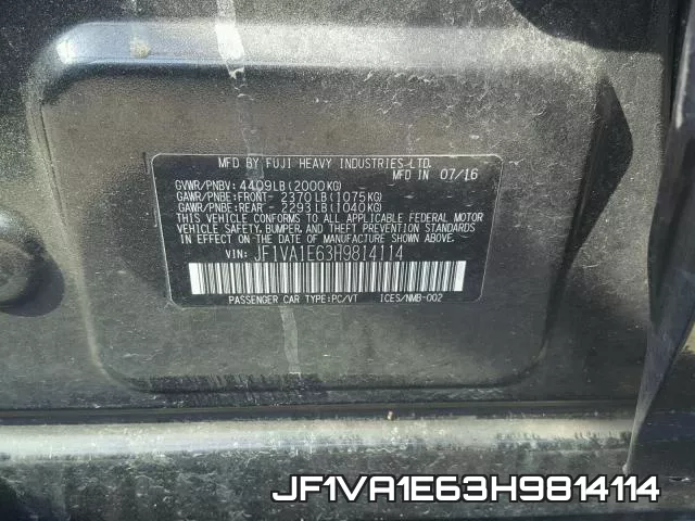 JF1VA1E63H9814114 фото 2