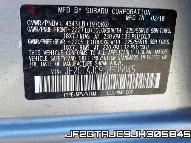 JF2GTAJC9JH305845 фото 2