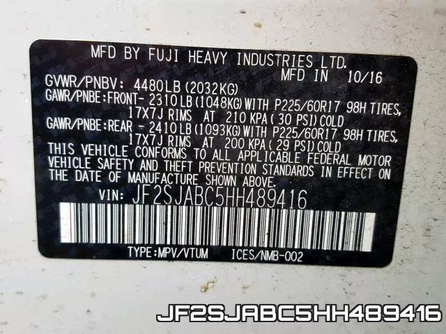 JF2SJABC5HH489416 фото 2