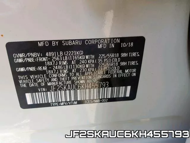 JF2SKAUC6KH455793 фото 2