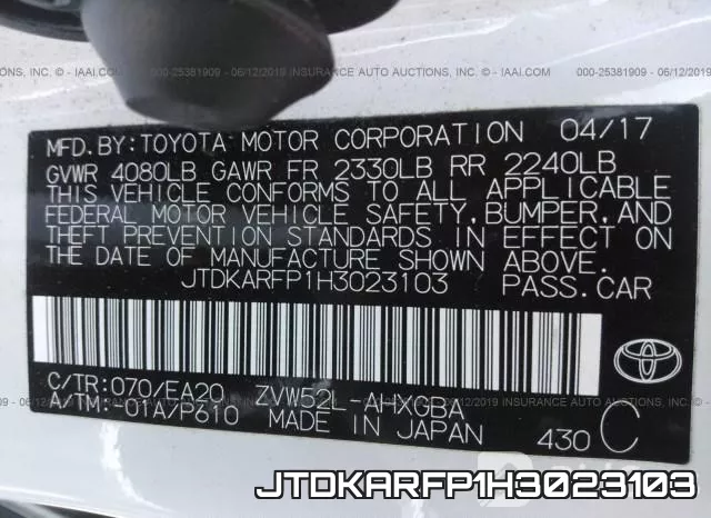 JTDKARFP1H3023103 фото 10