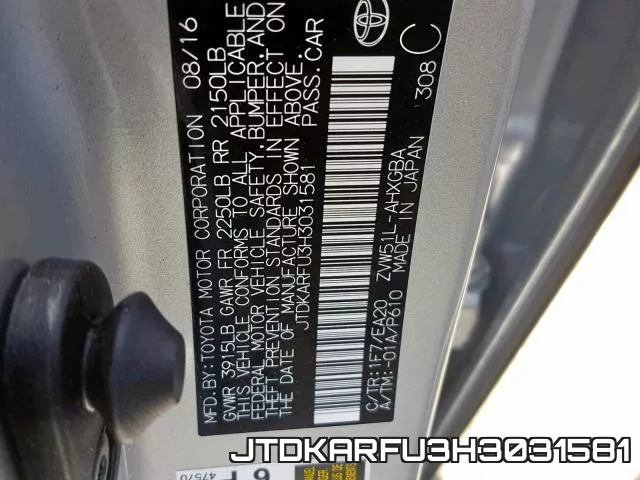 JTDKARFU3H3031581 фото 2