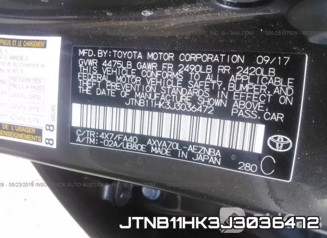 JTNB11HK3J3036472 фото 10