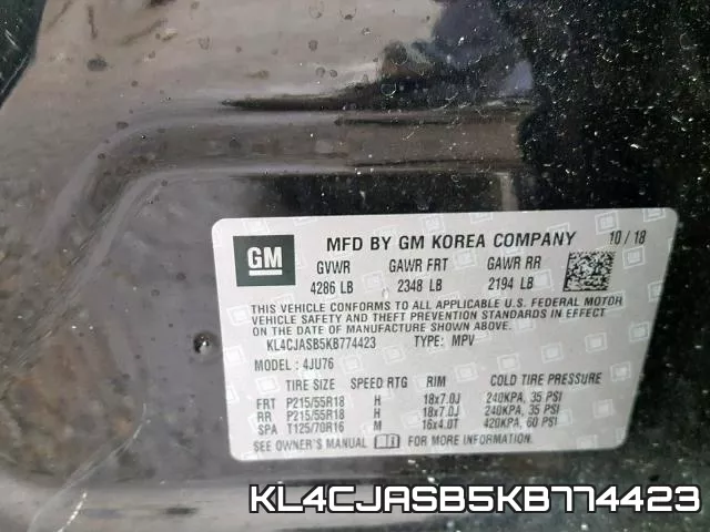 KL4CJASB5KB774423 фото 2