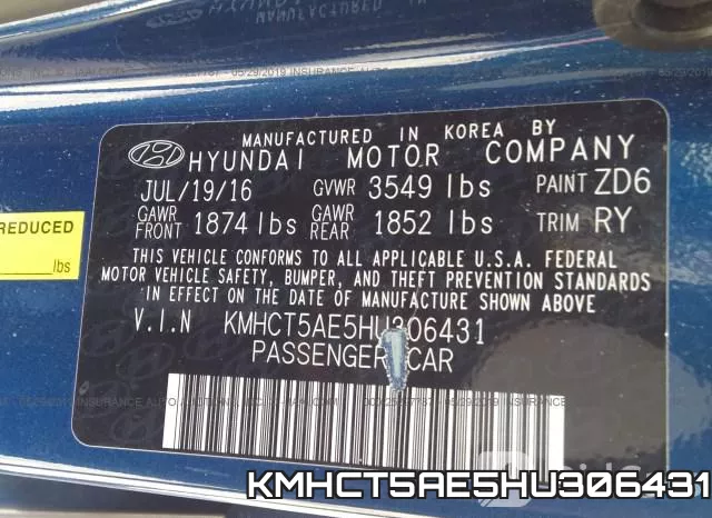 KMHCT5AE5HU306431 фото 10