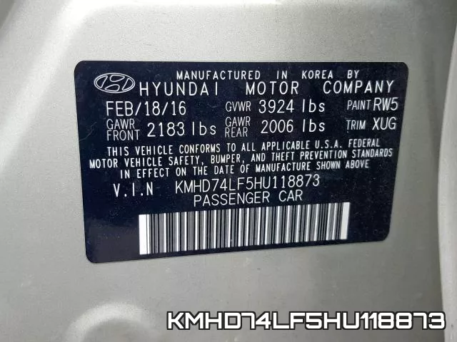 KMHD74LF5HU118873 фото 2