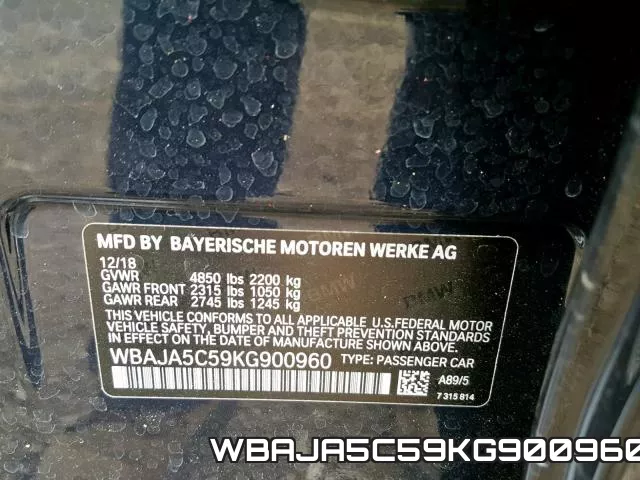 WBAJA5C59KG900960 фото 2