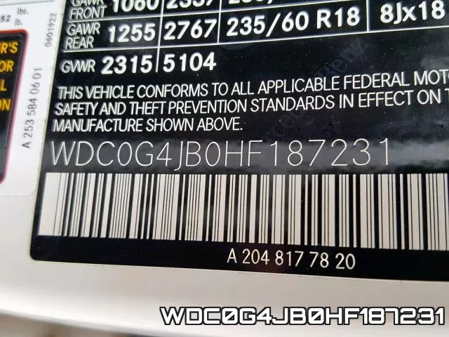 WDC0G4JB0HF187231 фото 2