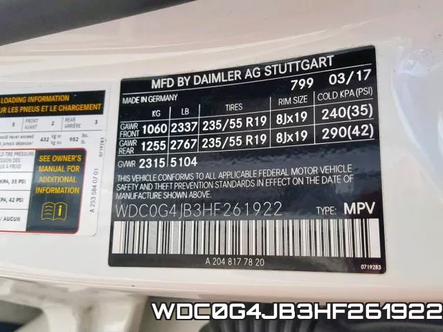 WDC0G4JB3HF261922 фото 2